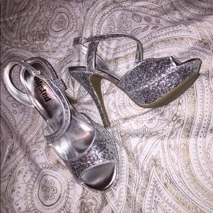 Silver glitter heels